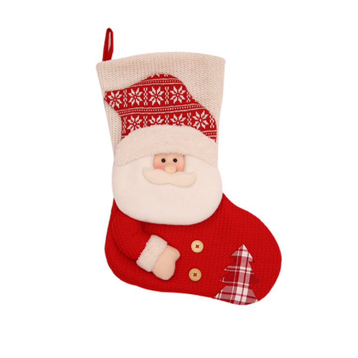 Knitted Christmas Stocking Decoration with Santa or Snowman