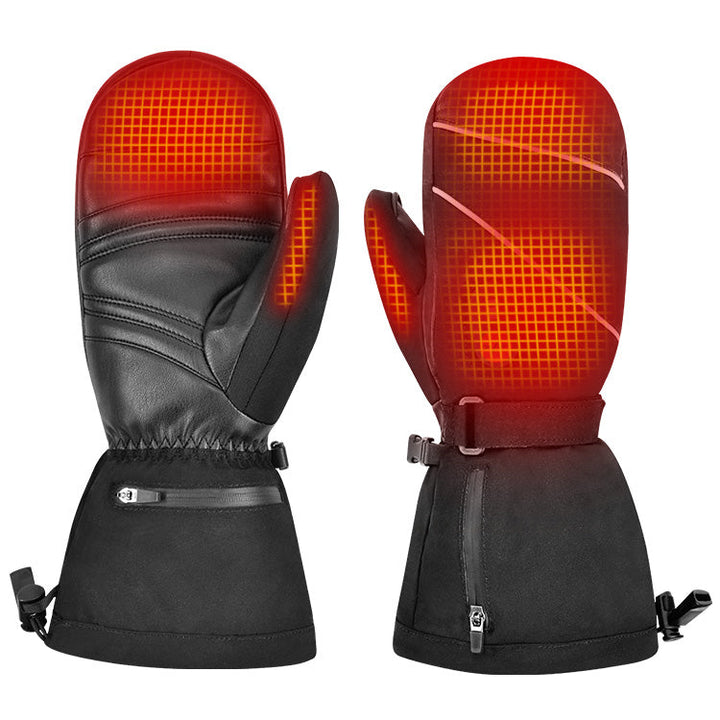 Plushley™ Waterproof Touchscreen Heated Ski Gloves with Fleece Lining