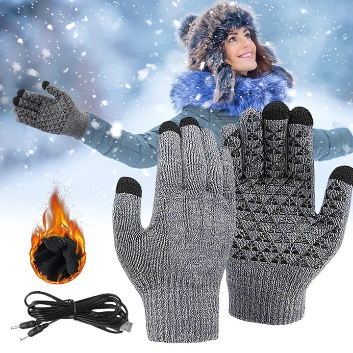 Plushley™ USB Heated Knit Gloves with Touchscreen Fingers
