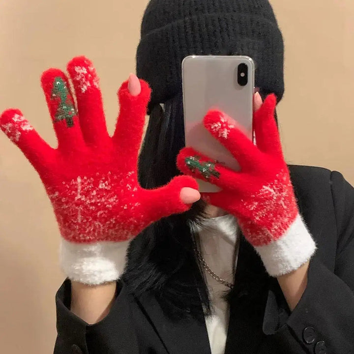 Festive Fleece Lined Convertible Fingerless Gloves