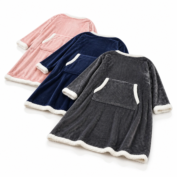 Sherpa Wearable Blanket with Sleeves and a Cozy Foot Pocket