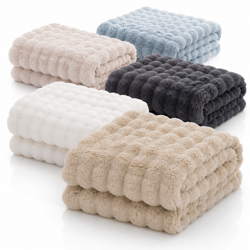 Plushley™ Ribbed Plush Knit Blanket, Soft, Warm and Machine Washable