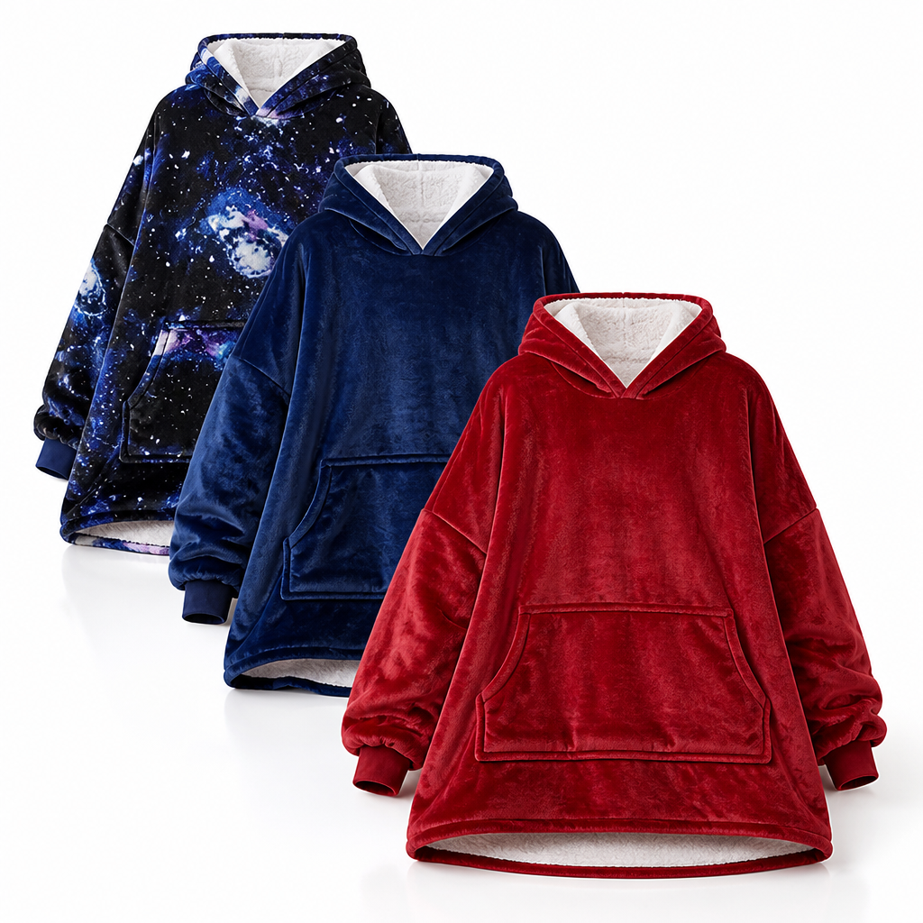 Oversized Plush Fleece Blanket Hoodie, One Size Fits All