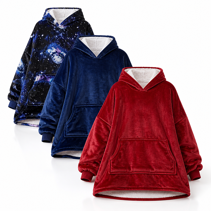 Oversized Plush Fleece Blanket Hoodie, One Size Fits All