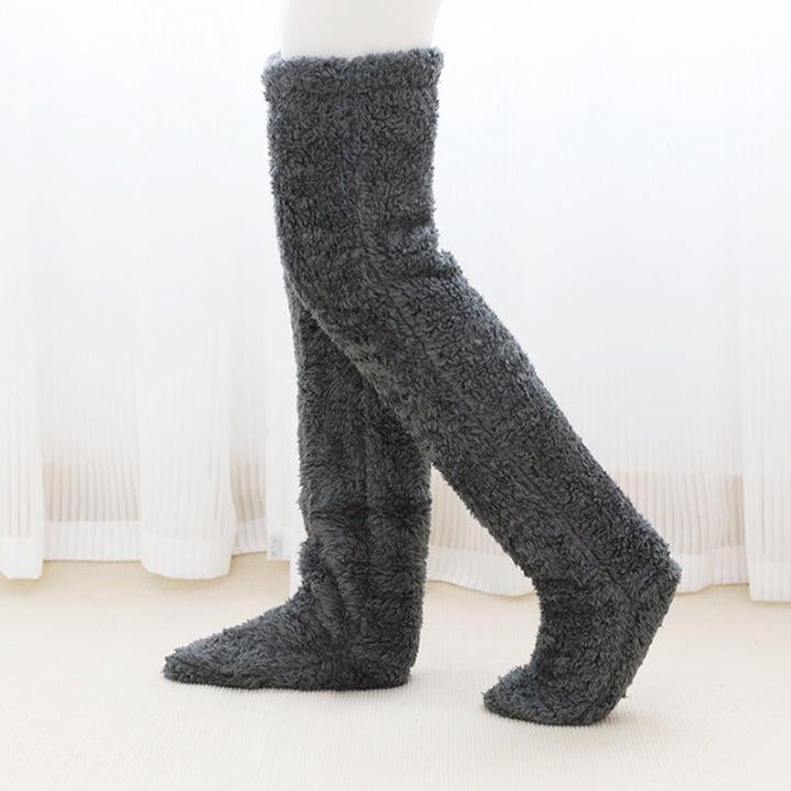 Fluffy Knee-High Leg Warmer Socks with Open-Toe Design
