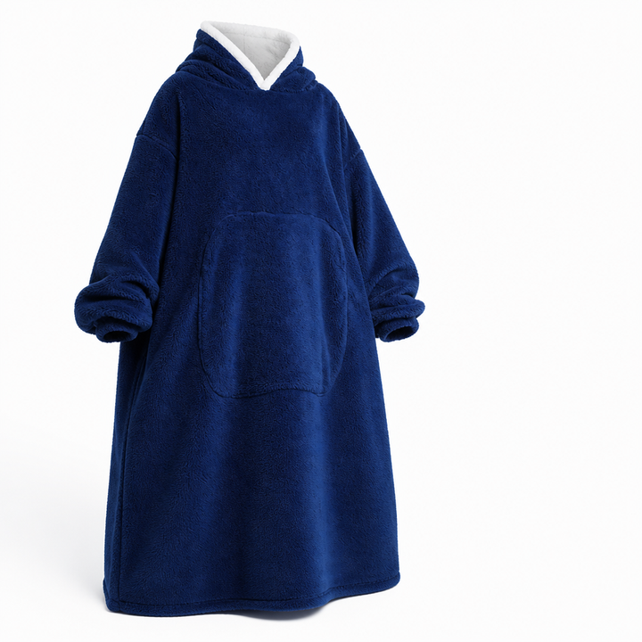 Oversized Sherpa Fleece Hooded Blanket with Sleeves and Pocket