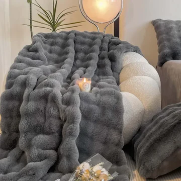 Winter Warm Rabbit Faux Fur Throw Blanket