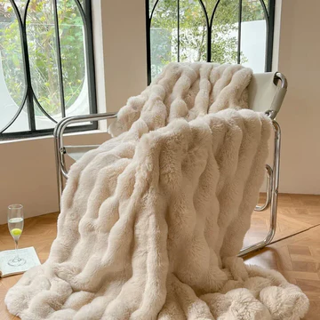 Winter Warm Rabbit Faux Fur Throw Blanket