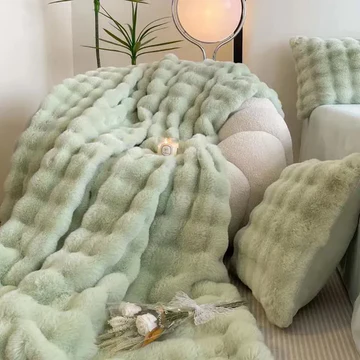 Winter Warm Rabbit Faux Fur Throw Blanket