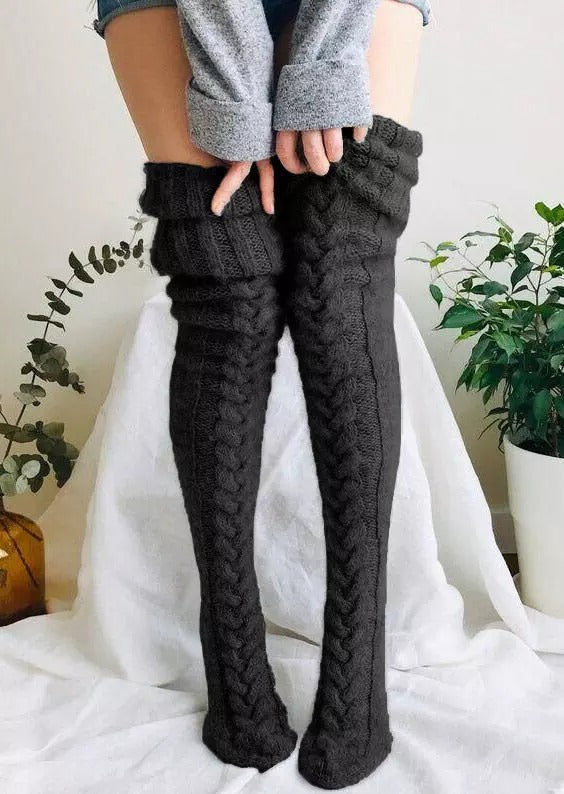 Hand-Knit Over-the-Knee Socks, Extra Long and Cozy
