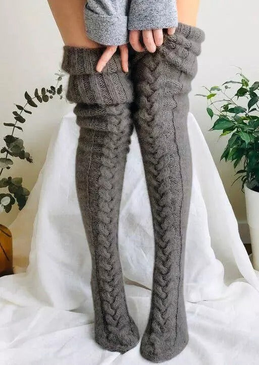 Hand-Knit Over-the-Knee Socks, Extra Long and Cozy