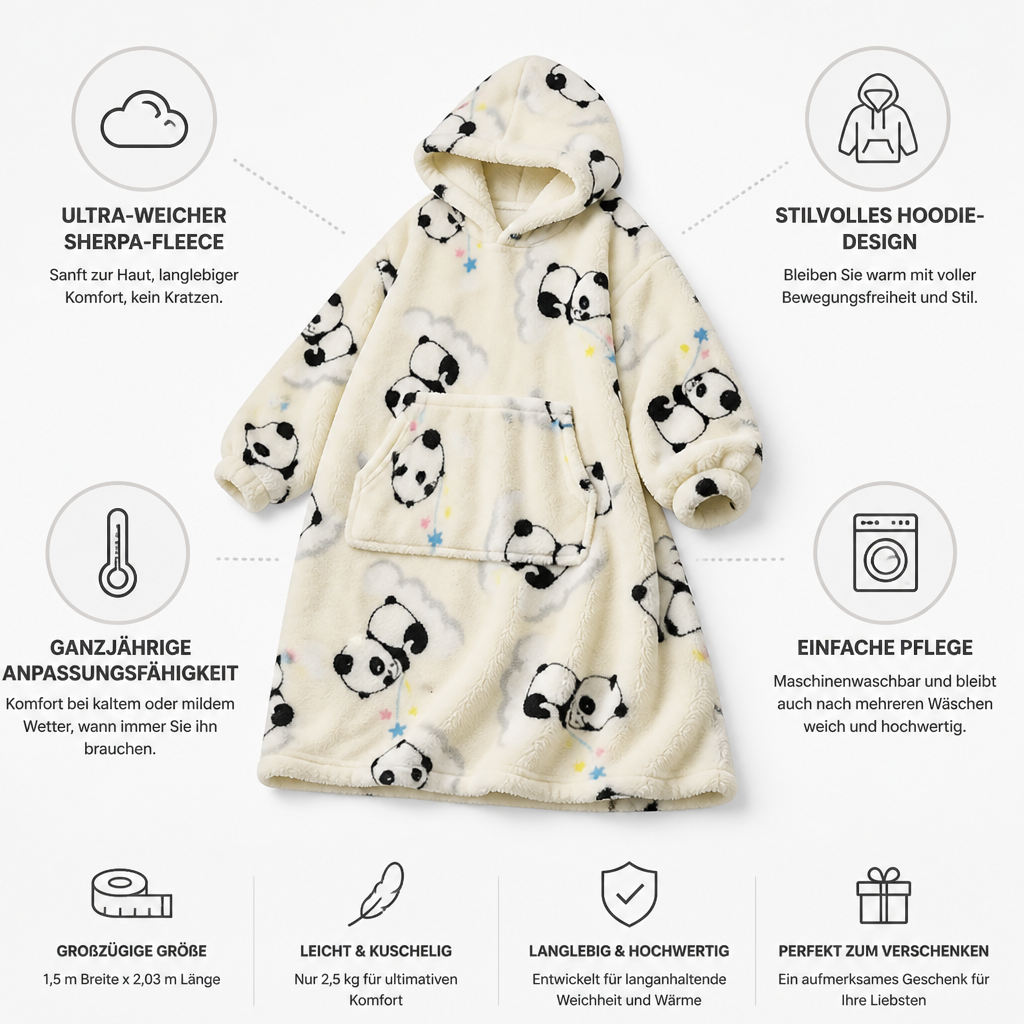 Oversized Ultra-Soft Sherpa Hoodie Blanket, Machine Washable