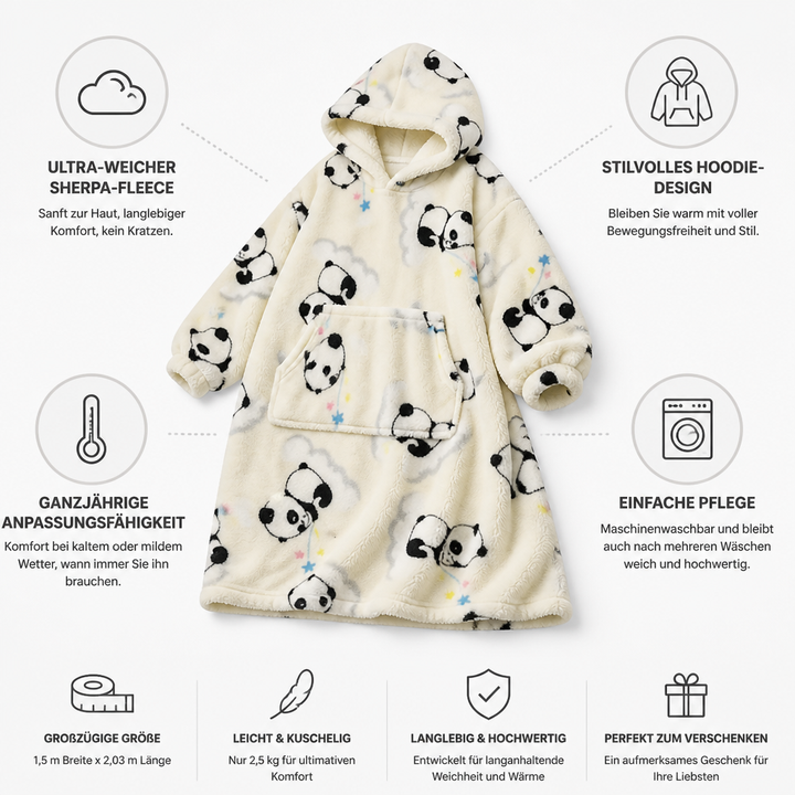 Oversized Ultra-Soft Sherpa Hoodie Blanket, Machine Washable