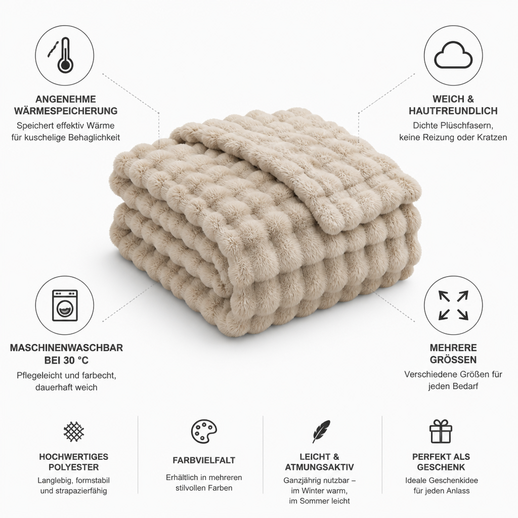 Plushley™ Ribbed Plush Knit Blanket, Soft, Warm and Machine Washable