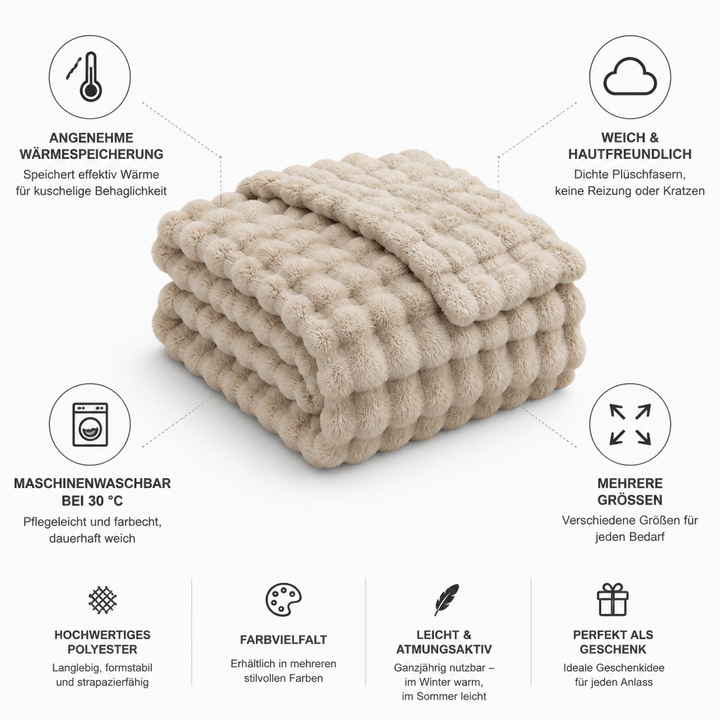 Plushley™ Ribbed Plush Knit Blanket, Soft, Warm and Machine Washable