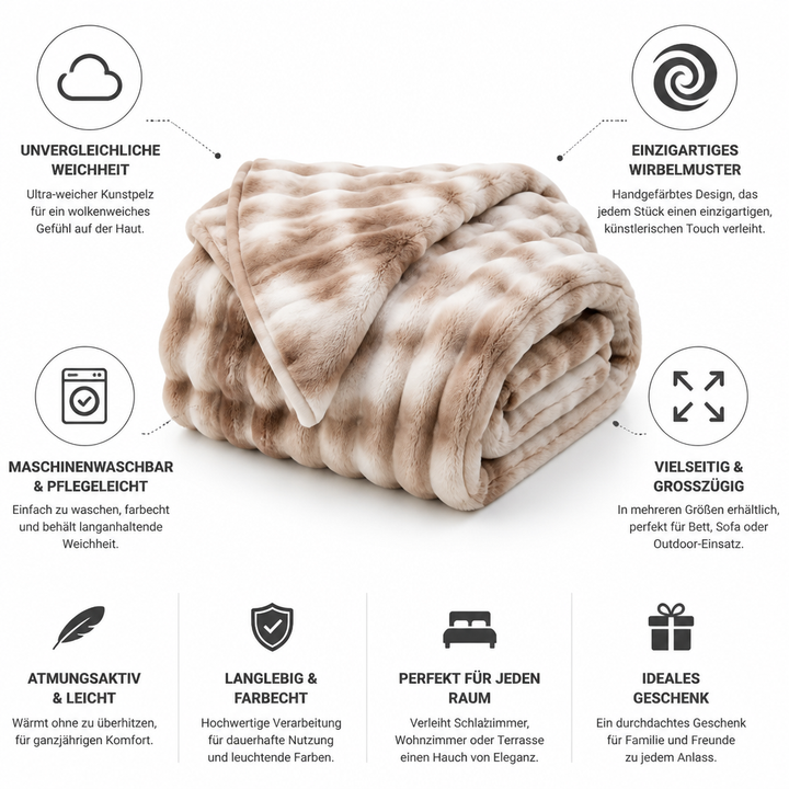 Plushley™ Swirl Tie-Dye Faux Fur Throw Blanket – Soft &amp; Breathable