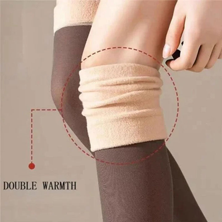 Thick Fleece-Lined Thigh-High Stockings with Stay-Up Fit
