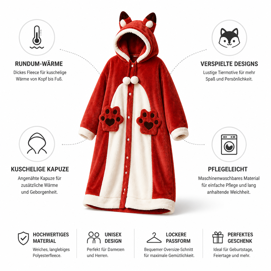 Hooded Fleece Wearable Blanket Pajamas with Playful Animal Designs