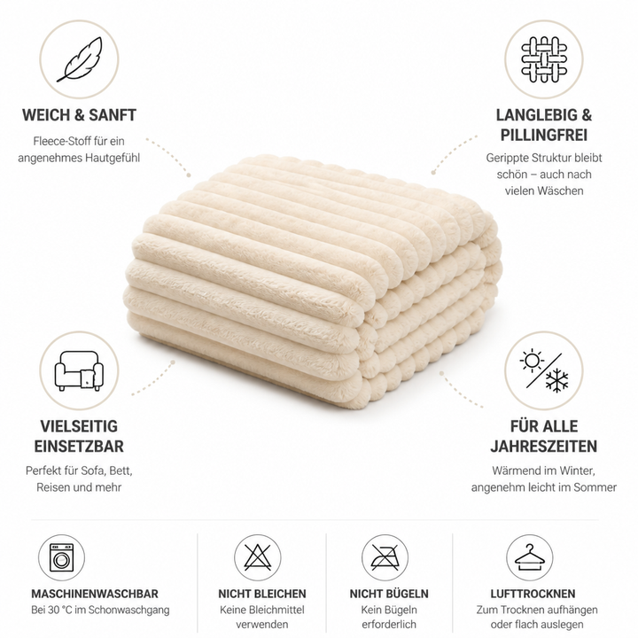 Soft Ribbed Fleece Throw Blanket That Won&