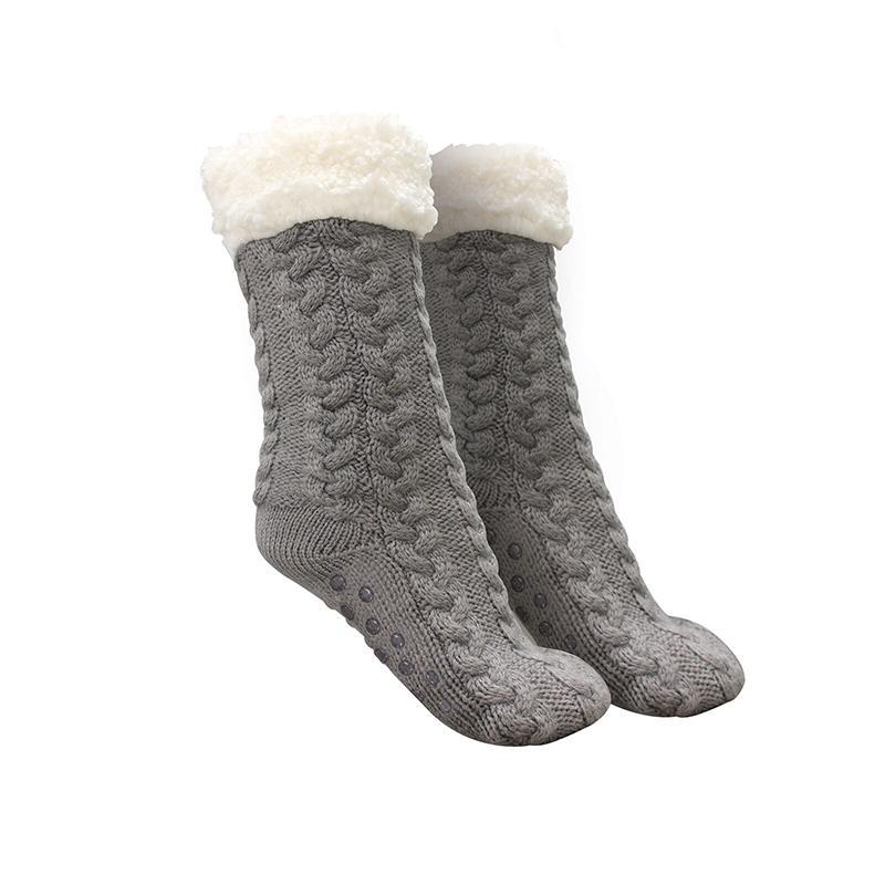 Thick Fleece-Lined Winter Socks with Anti-Slip Sole