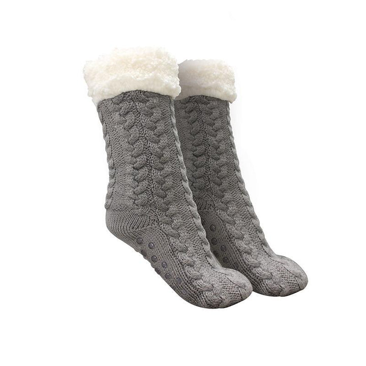 Thick Fleece-Lined Winter Socks with Anti-Slip Sole