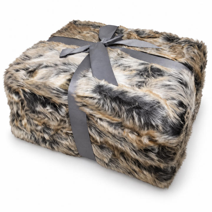 Dense Faux Fur Throw Blanket with Soft Polyester Backing