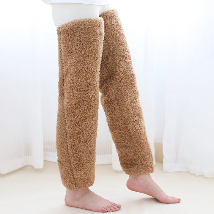Fluffy Knee-High Leg Warmer Socks with Open-Toe Design