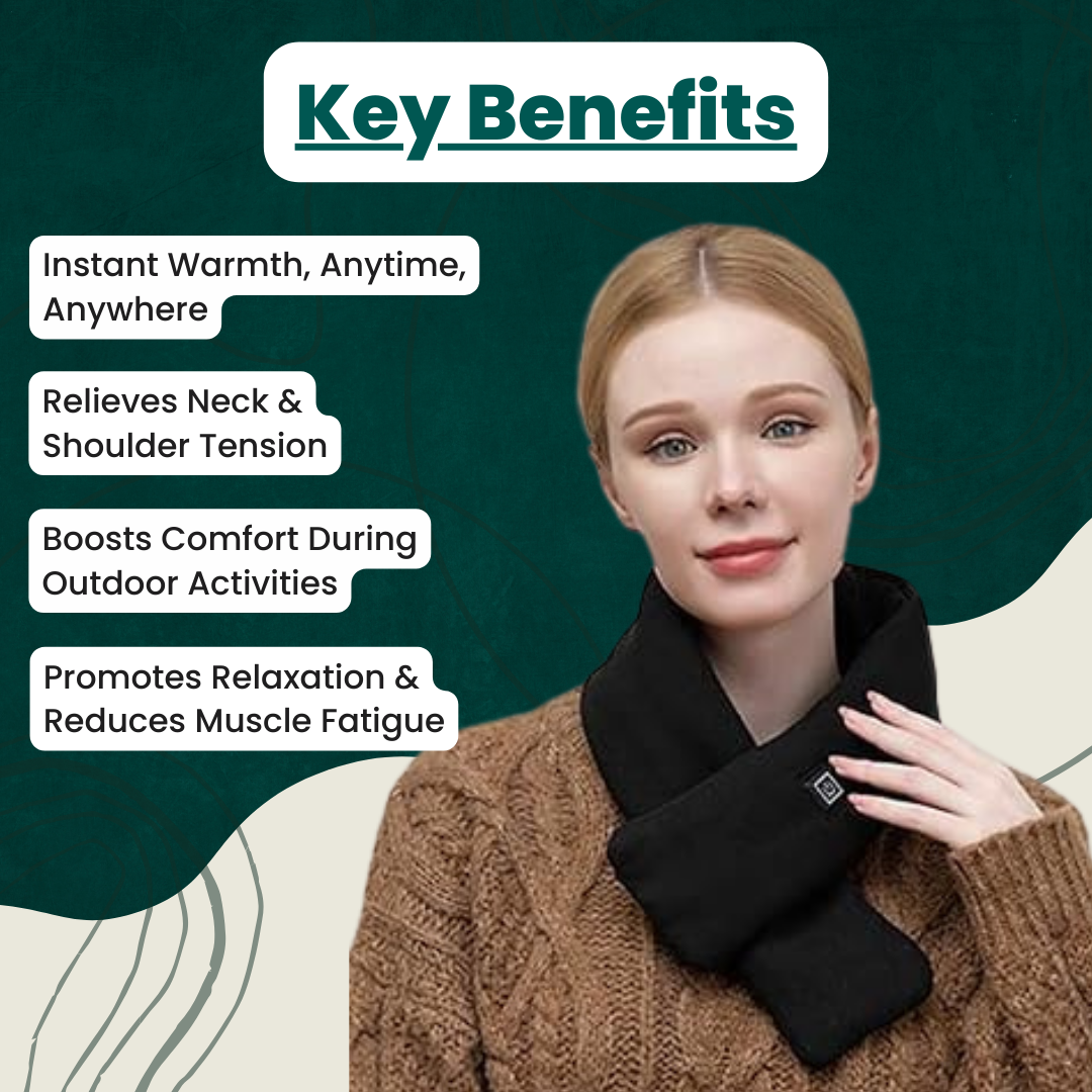 Plushley™ USB Heated Neck Wrap Scarf with Even, Soothing Warmth