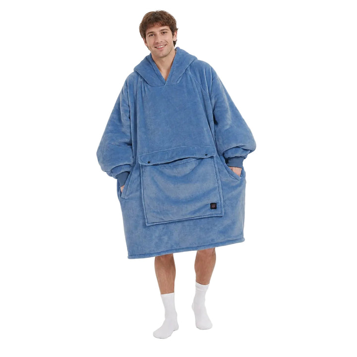 Heated Unisex Blanket Hoodie - USB-Powered, 3-Zone Flannel Warmth
