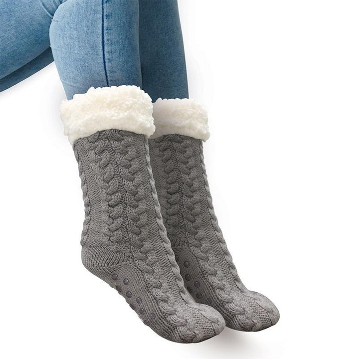 Thick Fleece-Lined Winter Socks with Anti-Slip Sole