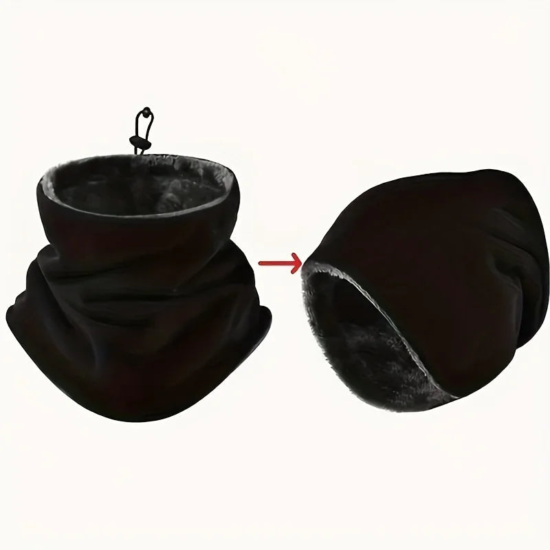 Fleece Balaclava Neck Warmer with Plush Lining and Adjustable Toggle