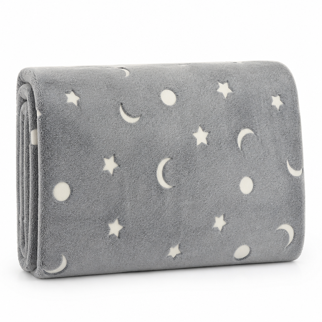 Glow-in-the-Dark Flannel Kids Blanket, No Batteries Required