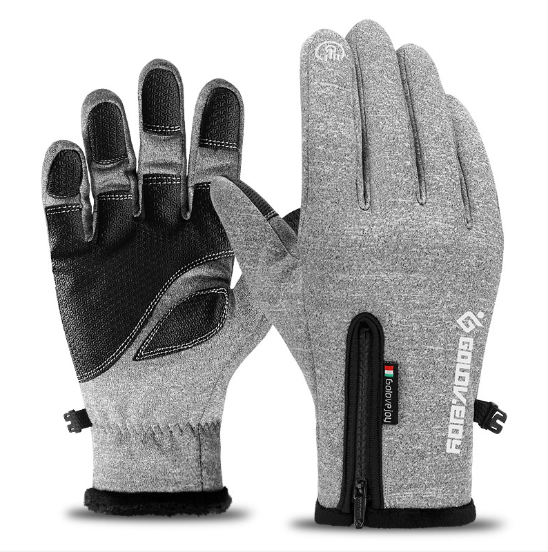 Fleece Thermal Gloves with Zipper Cuff and Touchscreen Tips