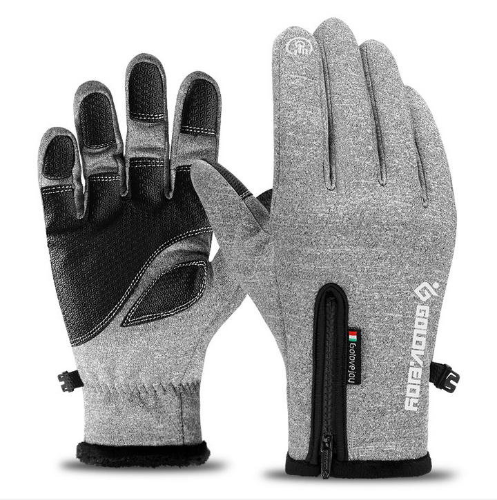 Fleece Thermal Gloves with Zipper Cuff and Touchscreen Tips