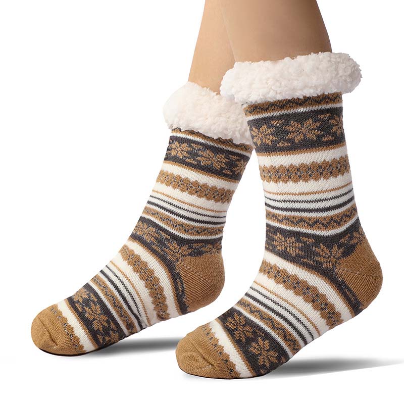 Ultra-Thick Snowflake Slipper Socks with Silicone Grippers