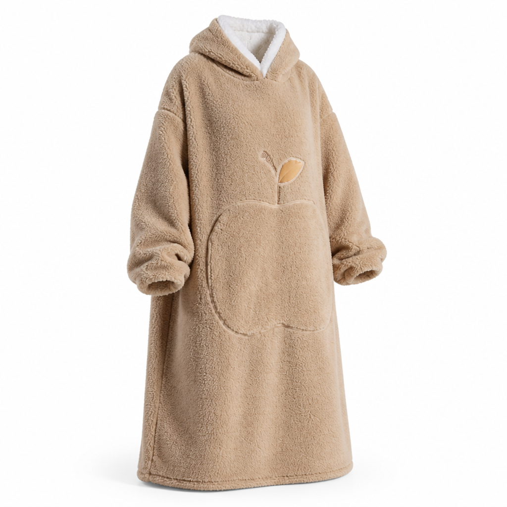 Oversized Sherpa Fleece Hooded Blanket with Sleeves and Pocket