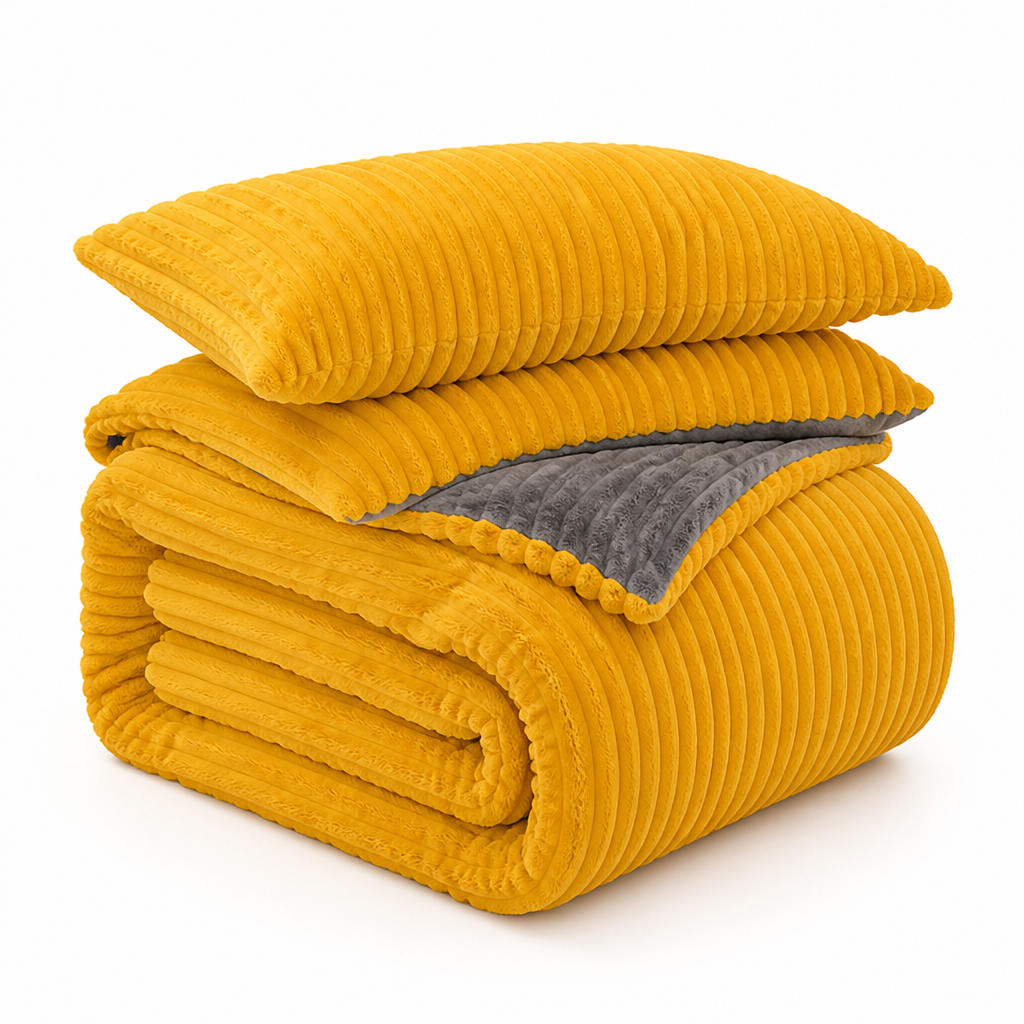 Plushley™ Coral Fleece Duvet Cover Set with 2 Pillowcases, Warm and Soft