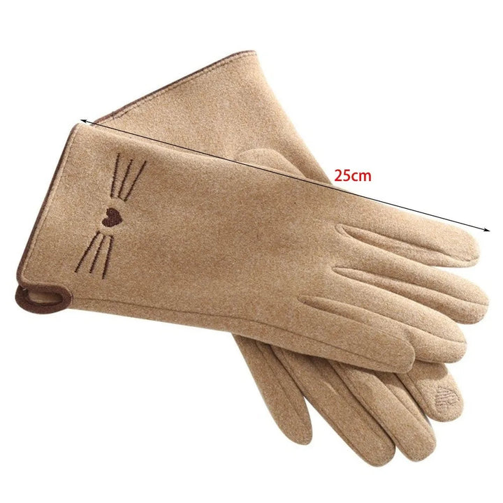 Cat Embroidered Touchscreen Winter Gloves for Women