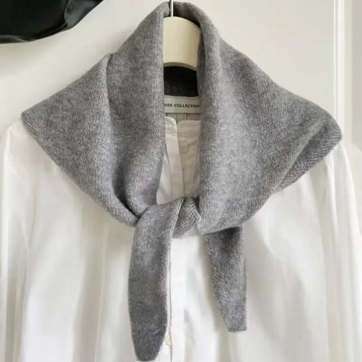 Korean-Style Triangle Knit Scarf – Soft Winter Wrap for Women
