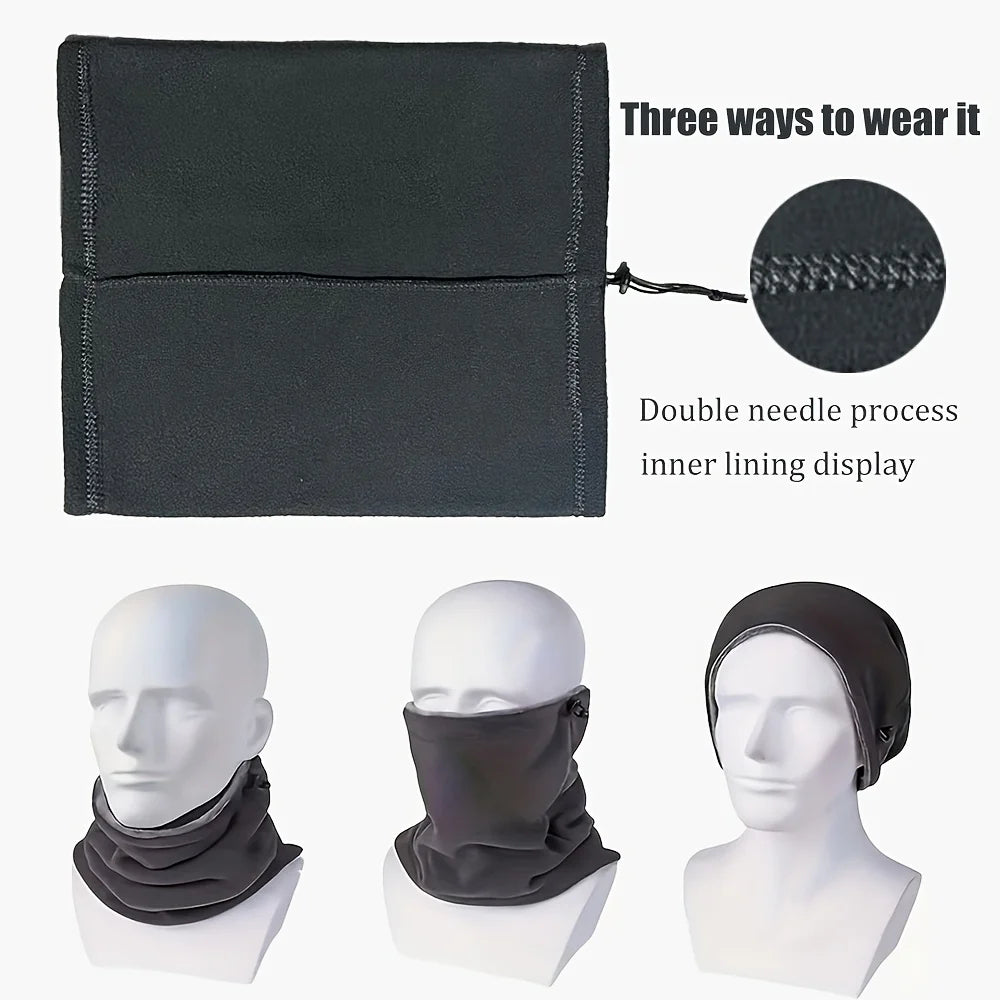 Fleece Balaclava Neck Warmer with Plush Lining and Adjustable Toggle