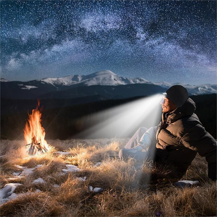 LED Knit Beanie with Built-In Hands-Free Light for Night Walks