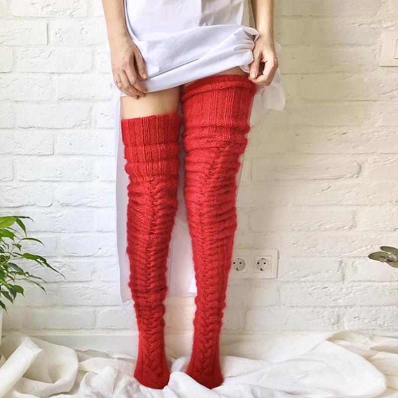 Hand-Knit Over-the-Knee Socks, Extra Long and Cozy