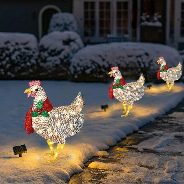 Light-Up LED Chicken with Scarf Holiday Yard Decoration