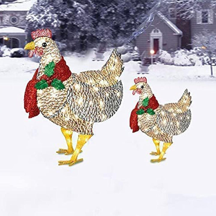 Light-Up LED Chicken with Scarf Holiday Yard Decoration