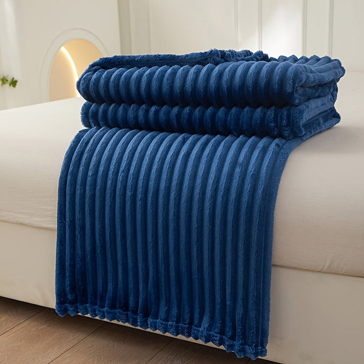 Soft Plush Blanket with Rib Pattern