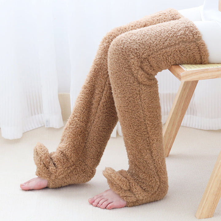 Fluffy Knee-High Leg Warmer Socks with Open-Toe Design
