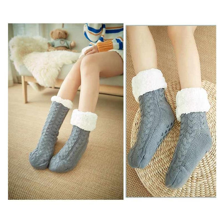 Thick Fleece-Lined Winter Socks with Anti-Slip Sole