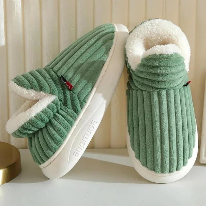 Soft Flannel Fleece Slippers with Non-Slip Soles