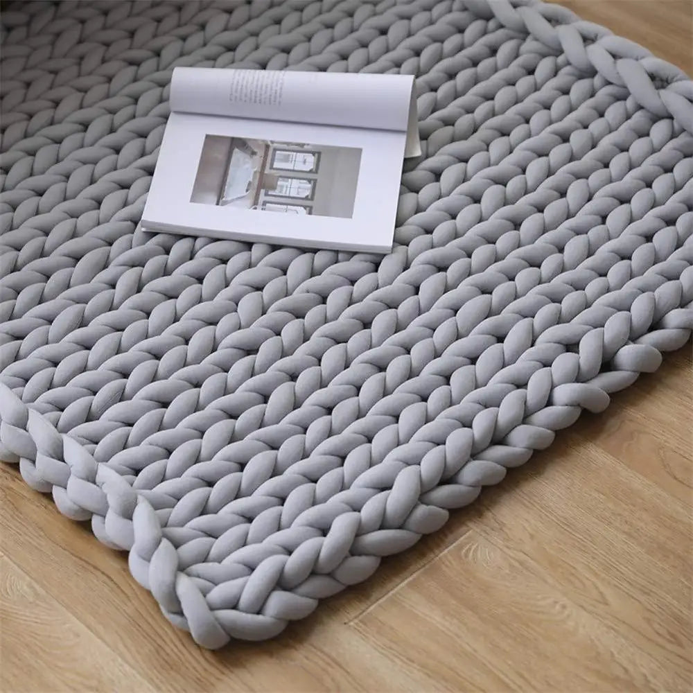 Chunky Knit Throw Handmade Weighted Blanket - SUPER COZY &amp; CALMING BLANKET