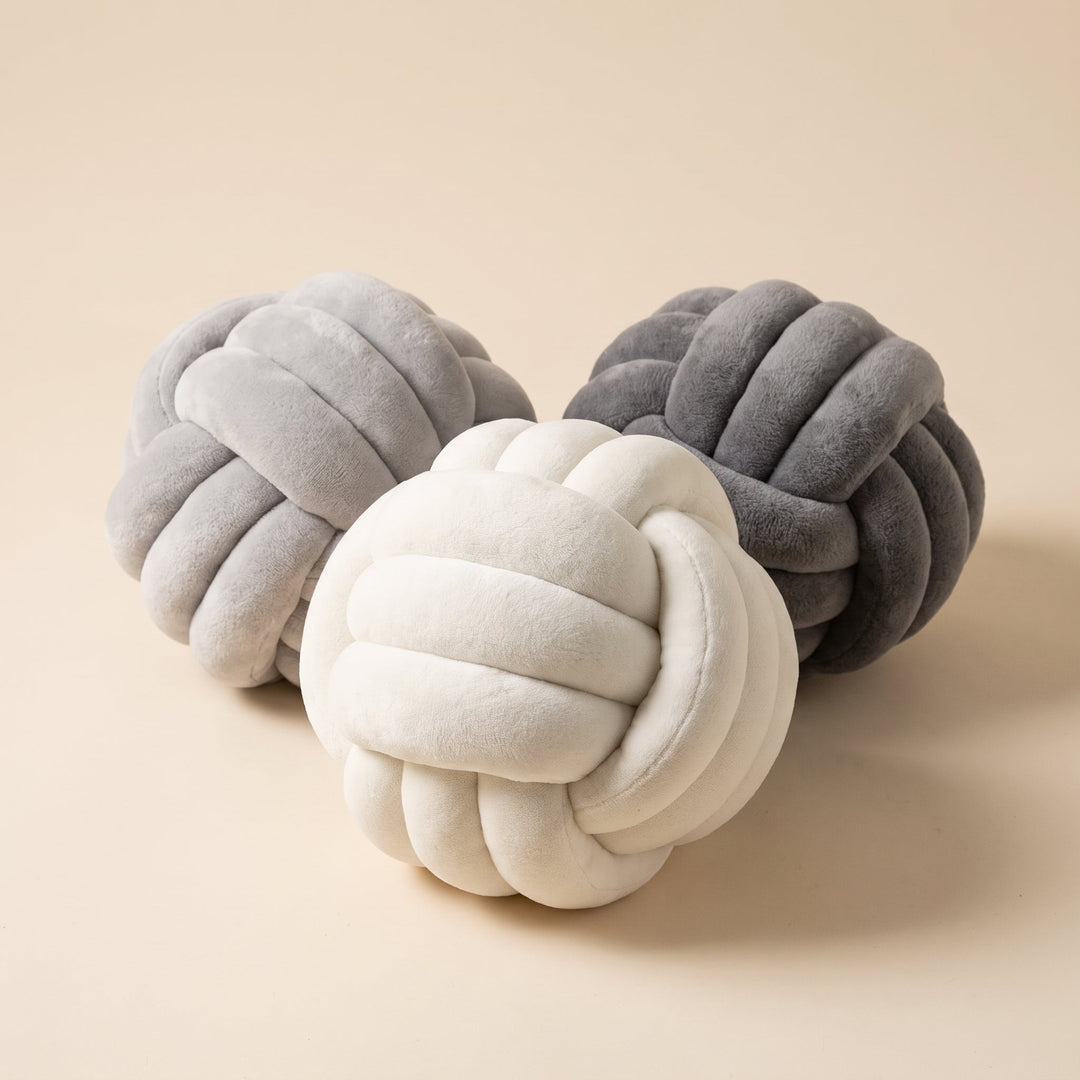 Velvet Knot Ball Pillow, Sculptural Plush Accent Cushion